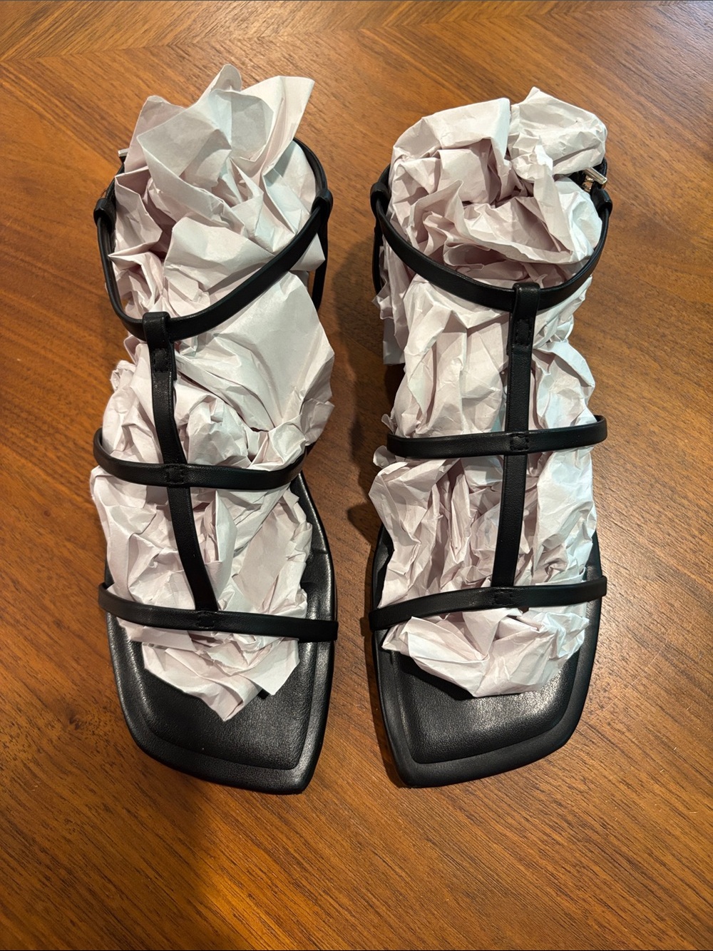 Marc Fisher Black Multi-Strap Square-Toe Sandals
